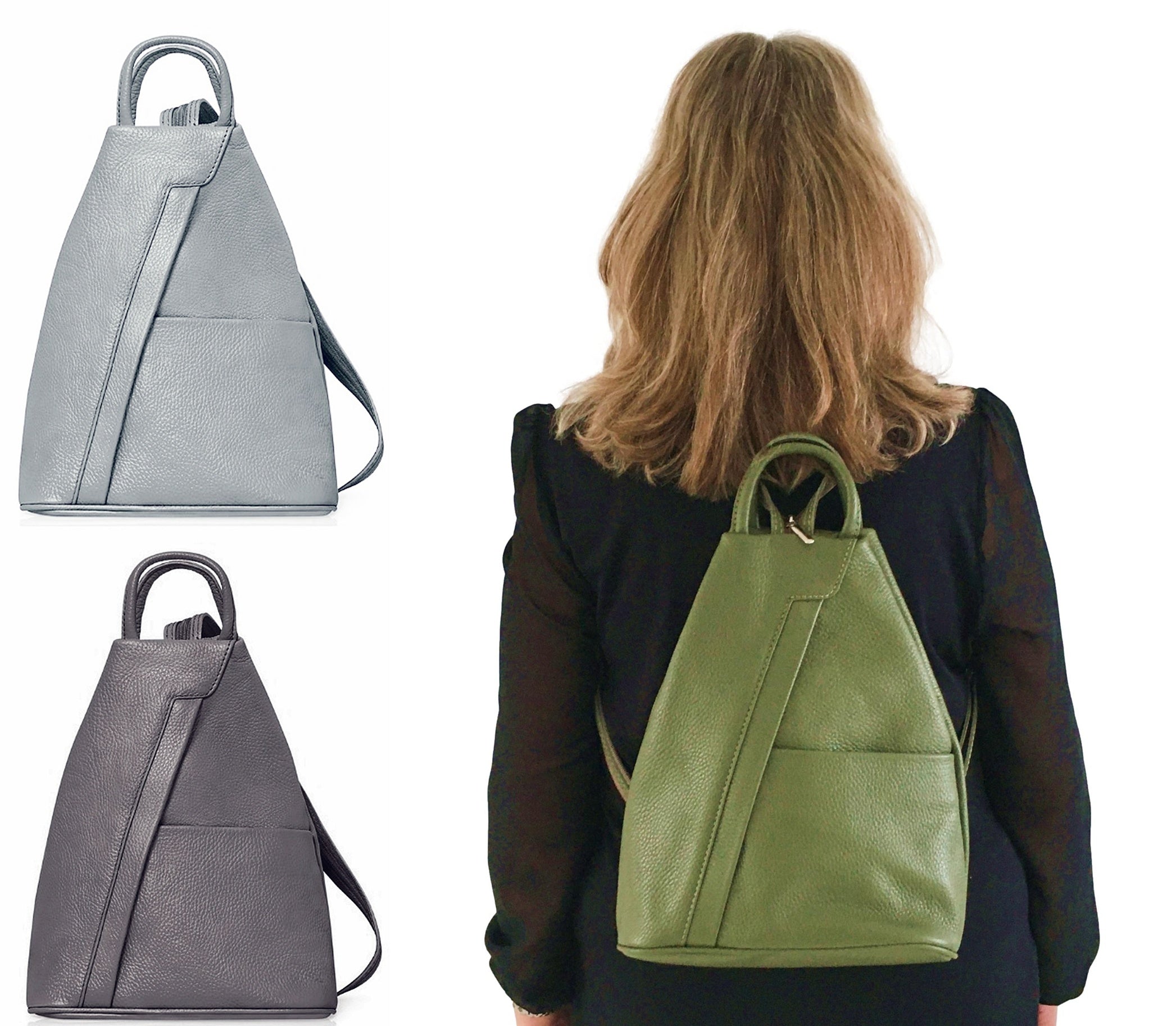 Rucksack Backpack Shoulder Bag Top Handle 3 In Convertible Thick Grained Italian Leather Handmade