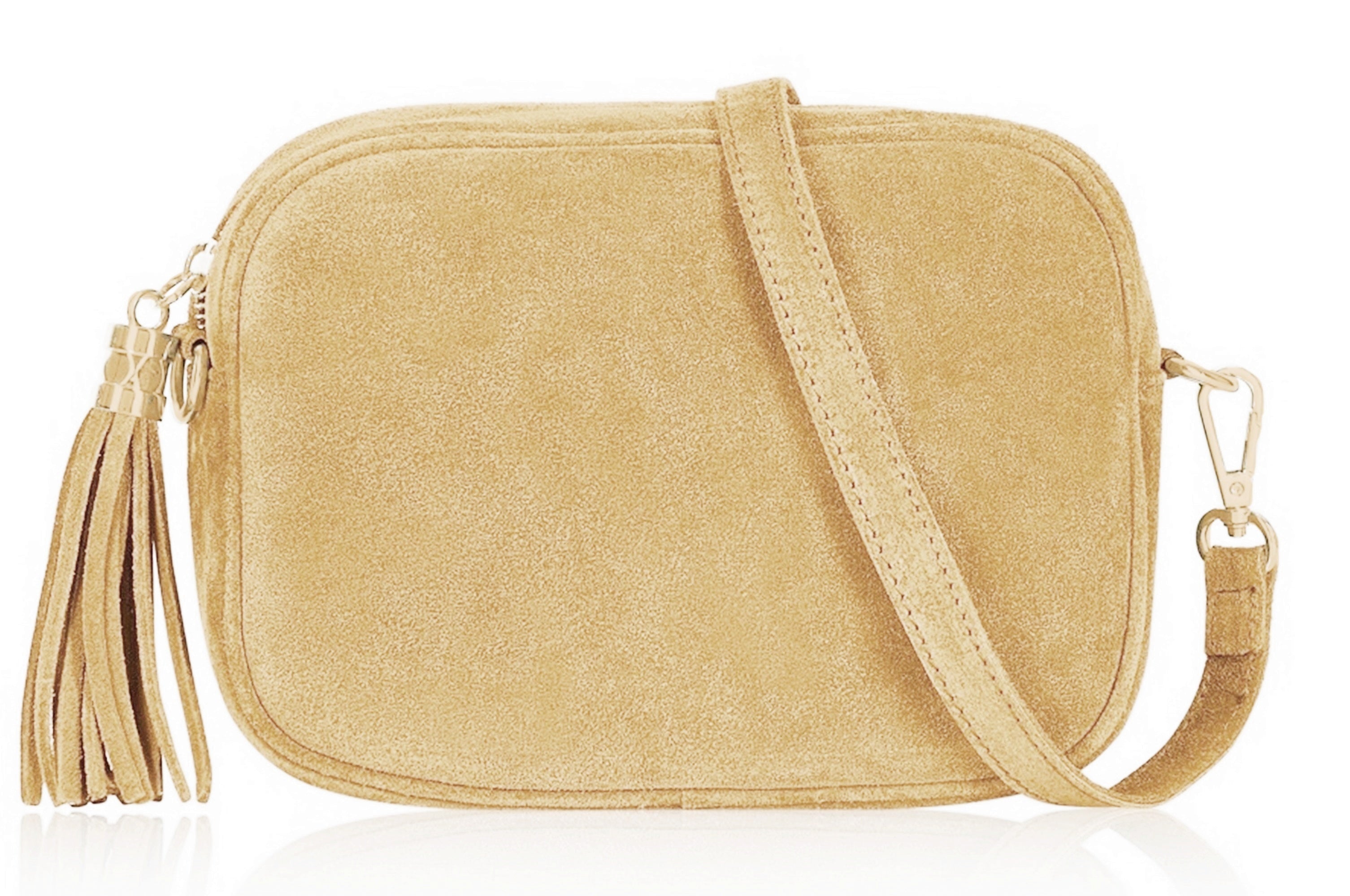 Italian Suede Crossbody Bag Suede Shoulder Handbag Tassel Zip Pull