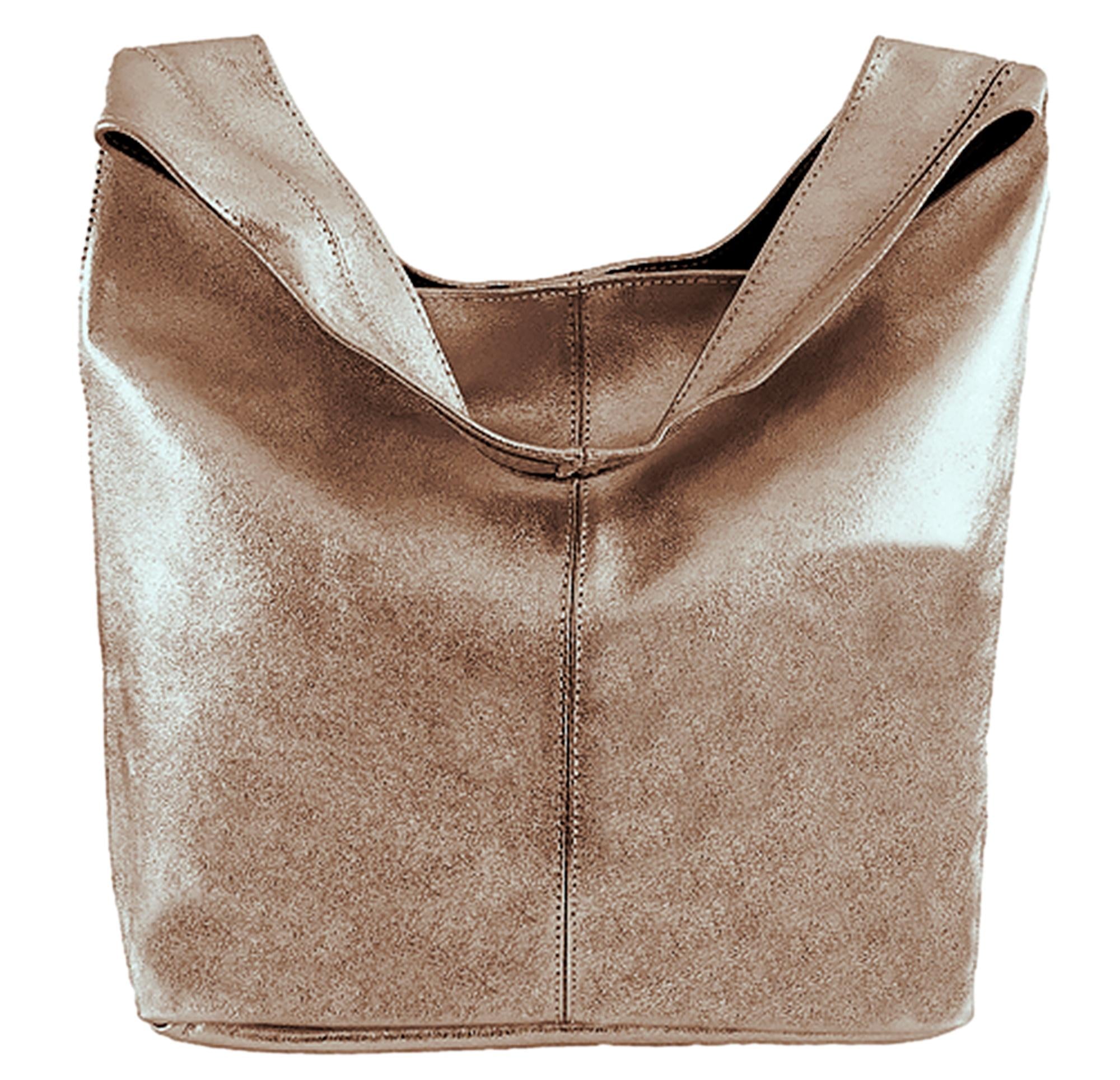 Handmade Soft Italian Metallic Leather Large Hobo Slouch Shoulder Bag Handbag