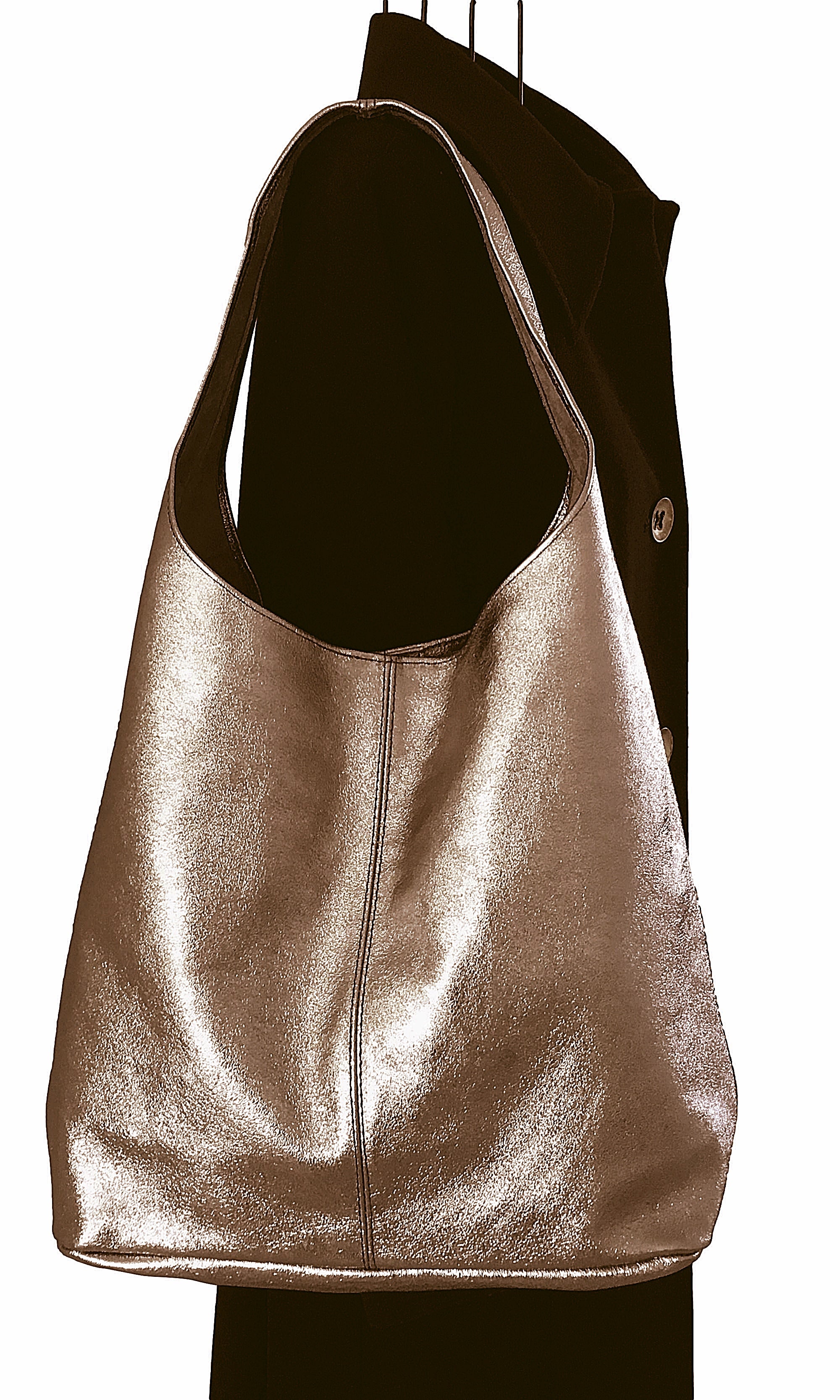 Handmade Soft Italian Metallic Leather Large Hobo Slouch Shoulder Bag Handbag