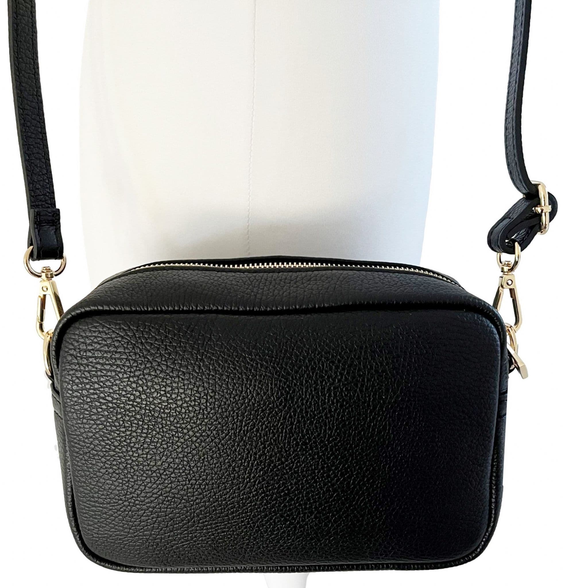 Animal Print Large Camera Bag Double Zip & Compartment Crossbody Shoulder Italian Leather Handbag