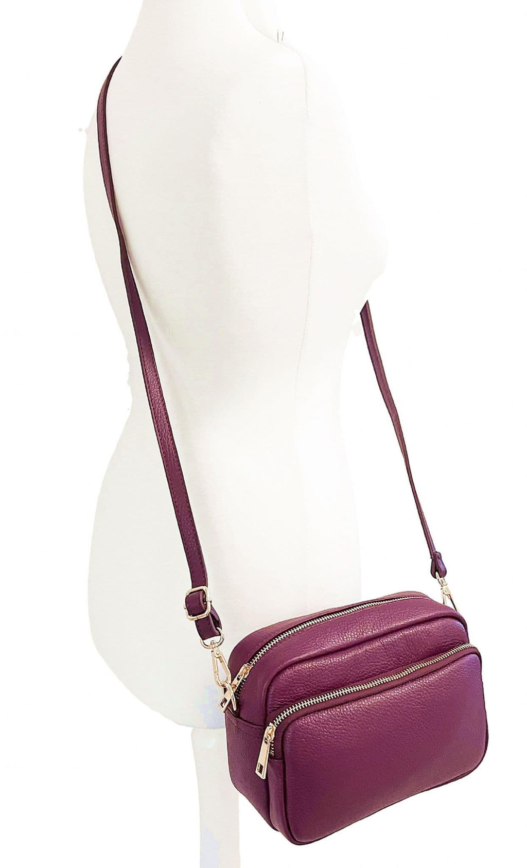 Animal Print Large Camera Bag Double Zip & Compartment Crossbody Shoulder Italian Leather Handbag