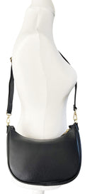 Boat Shape Shoulder Crossbody Bag Italian Pebbled Leather 2 Detachable Straps
