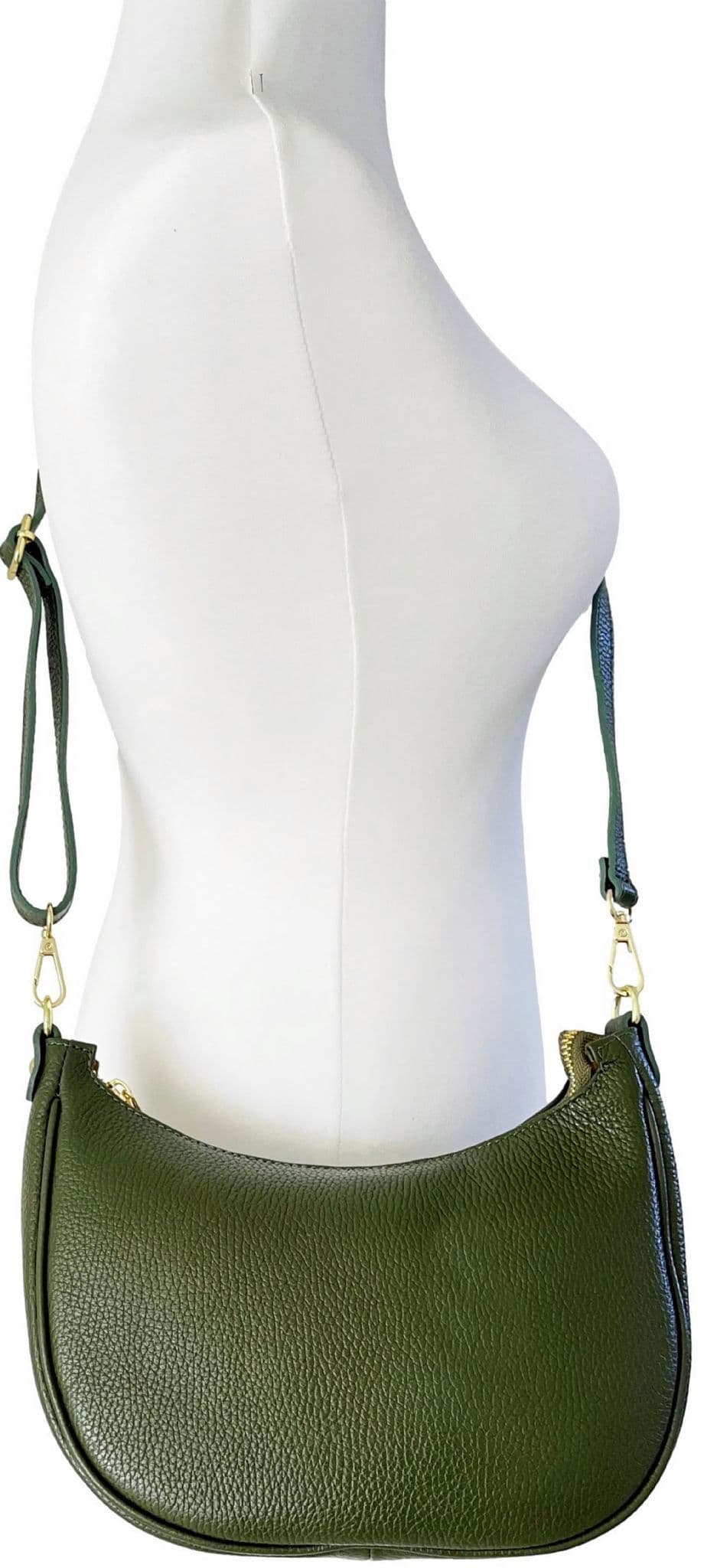 Boat Shape Shoulder Crossbody Bag Italian Pebbled Leather 2 Detachable Straps