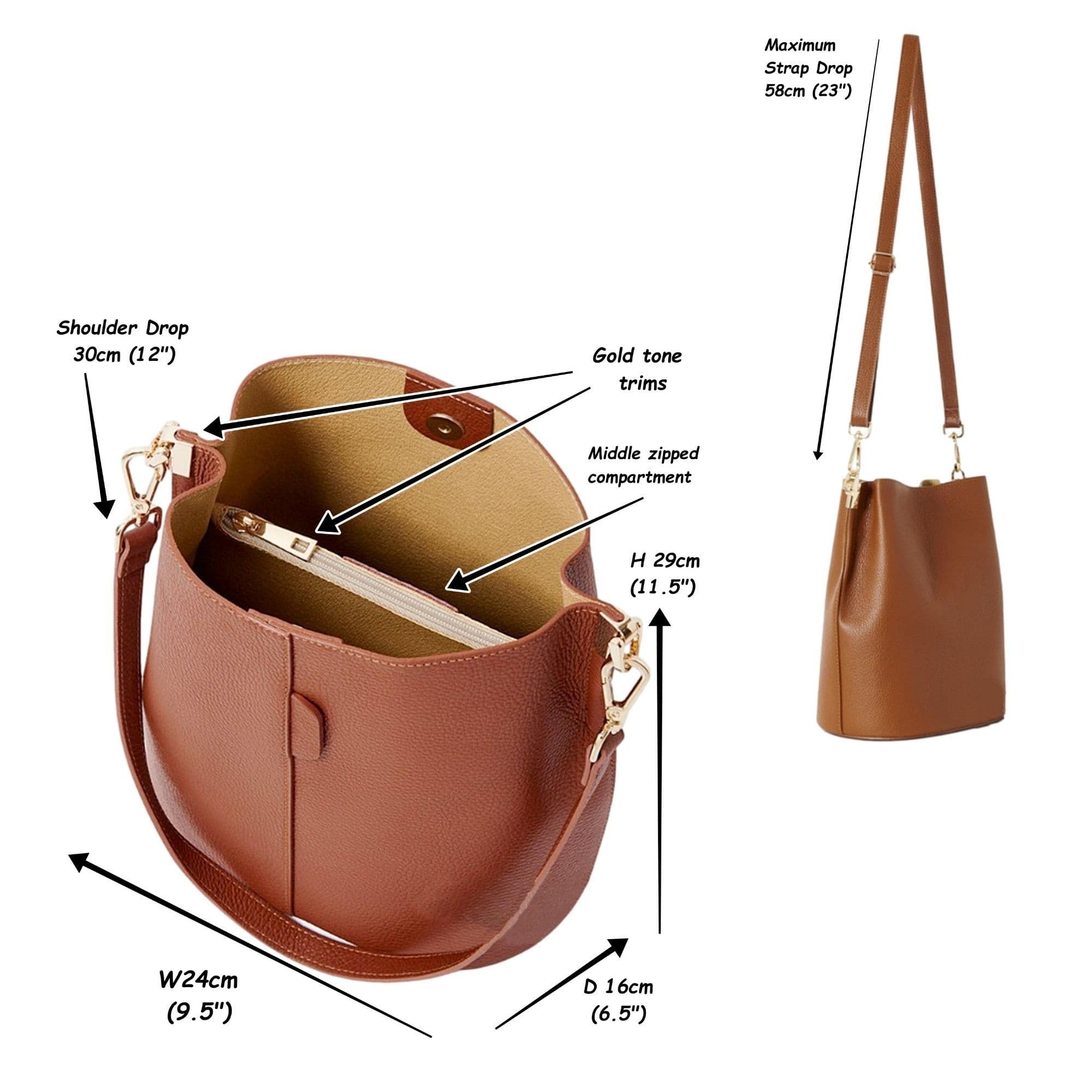 Bucket Style Leather Shoulder Bag Crossbody Bag Med-Lg  New Arrival