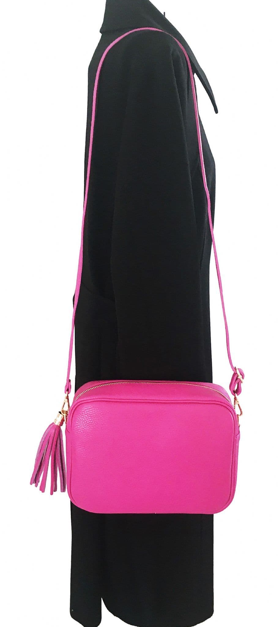 Camera Style Large Bag Italian Leather Tassel  Crossbody Shoulder Handbag (Brighter Colours)