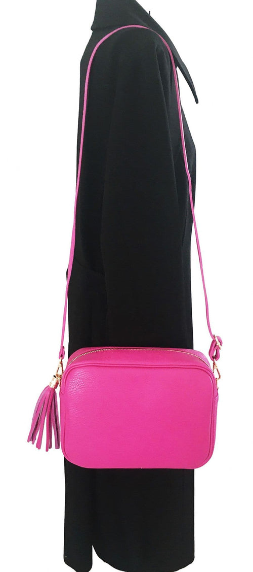 Camera Style Large Bag Italian Leather Tassel  Crossbody Shoulder Handbag (Brighter Colours)