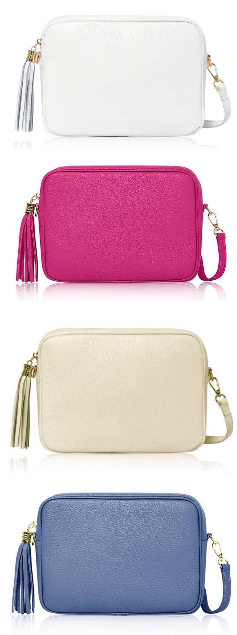 Camera Style Large Bag Italian Leather Tassel  Crossbody Shoulder Handbag (Brighter Colours)