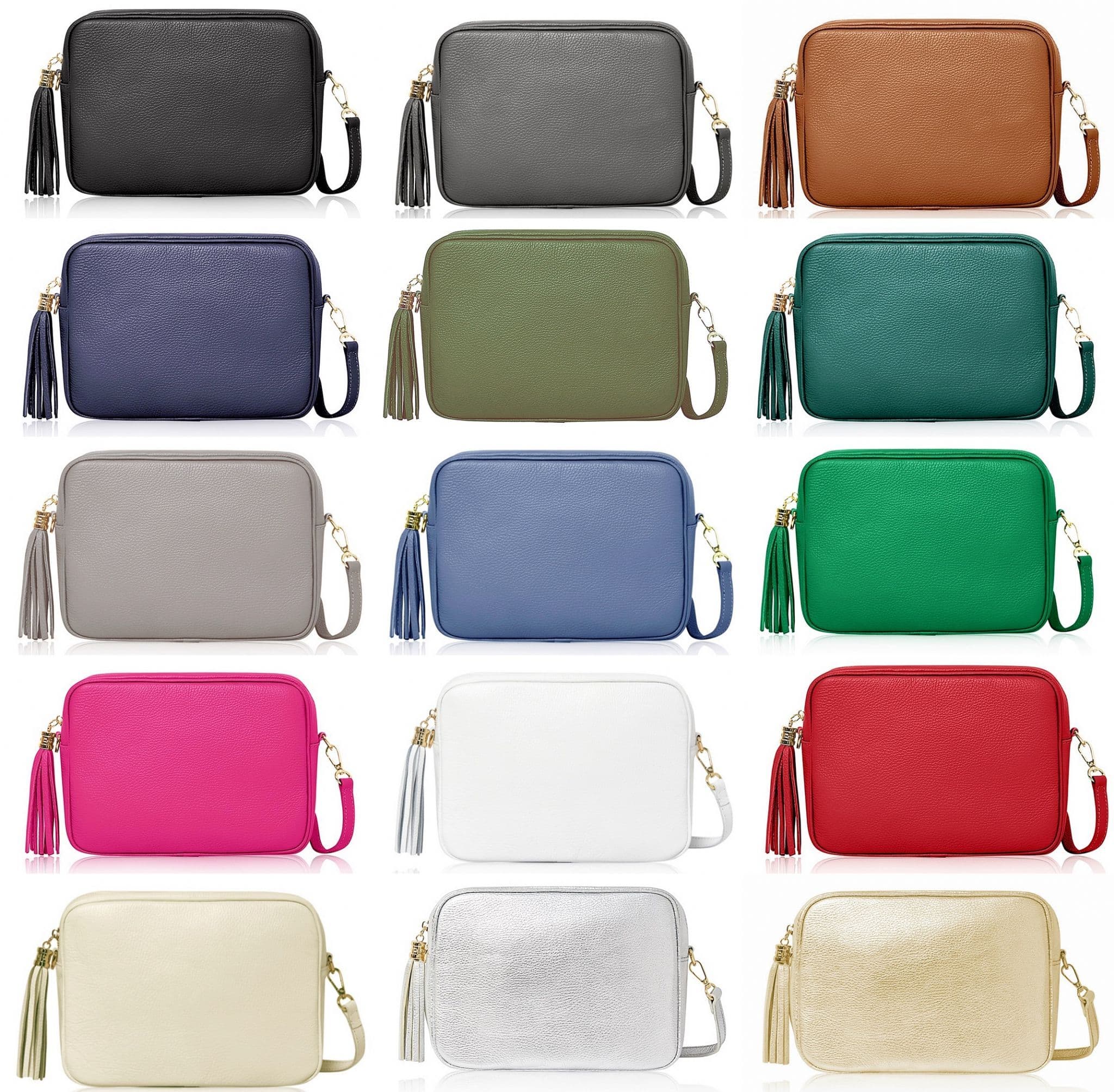 Camera Style Large Bag Italian Leather Tassel  Crossbody Shoulder Handbag (Brighter Colours)