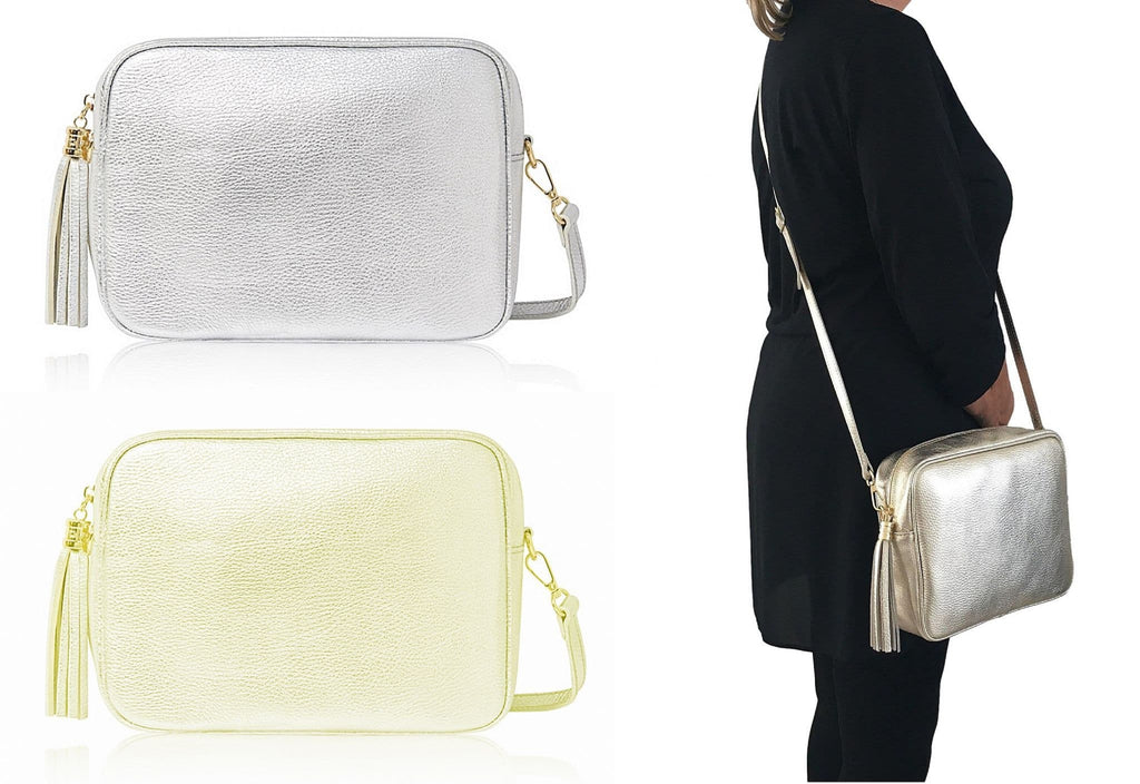 Camera Style Large Bag Italian Leather Tassel  Crossbody Shoulder Handbag (Brighter Colours)