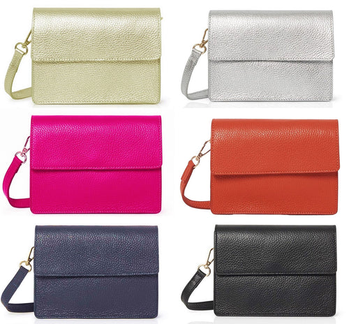 Clutch Crossbody Bag Shoulder Bag Box Shape Envelope Flap Italian Leather (SALE - was £44.99!)