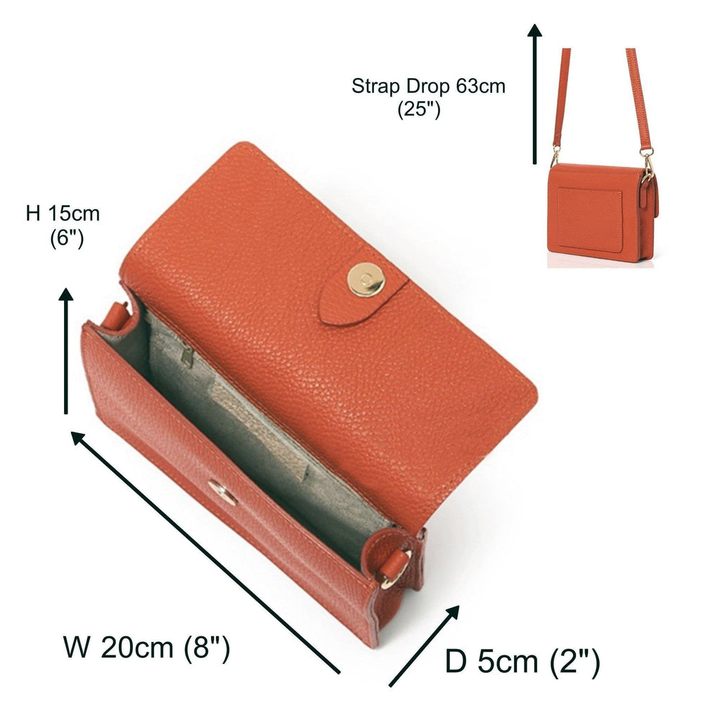 Clutch Crossbody Bag Shoulder Bag Box Shape Envelope Flap Italian Leather (SALE - was £44.99!)
