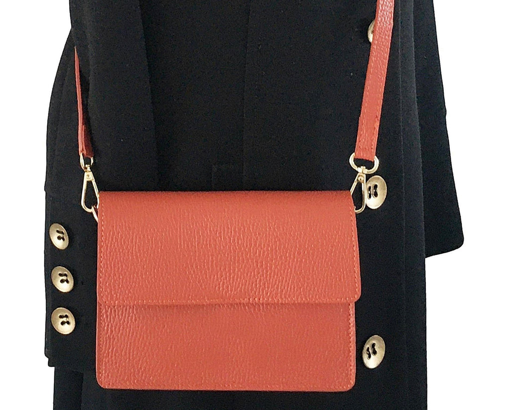 Clutch Crossbody Bag Shoulder Bag Box Shape Envelope Flap Italian Leather (SALE - was £44.99!)