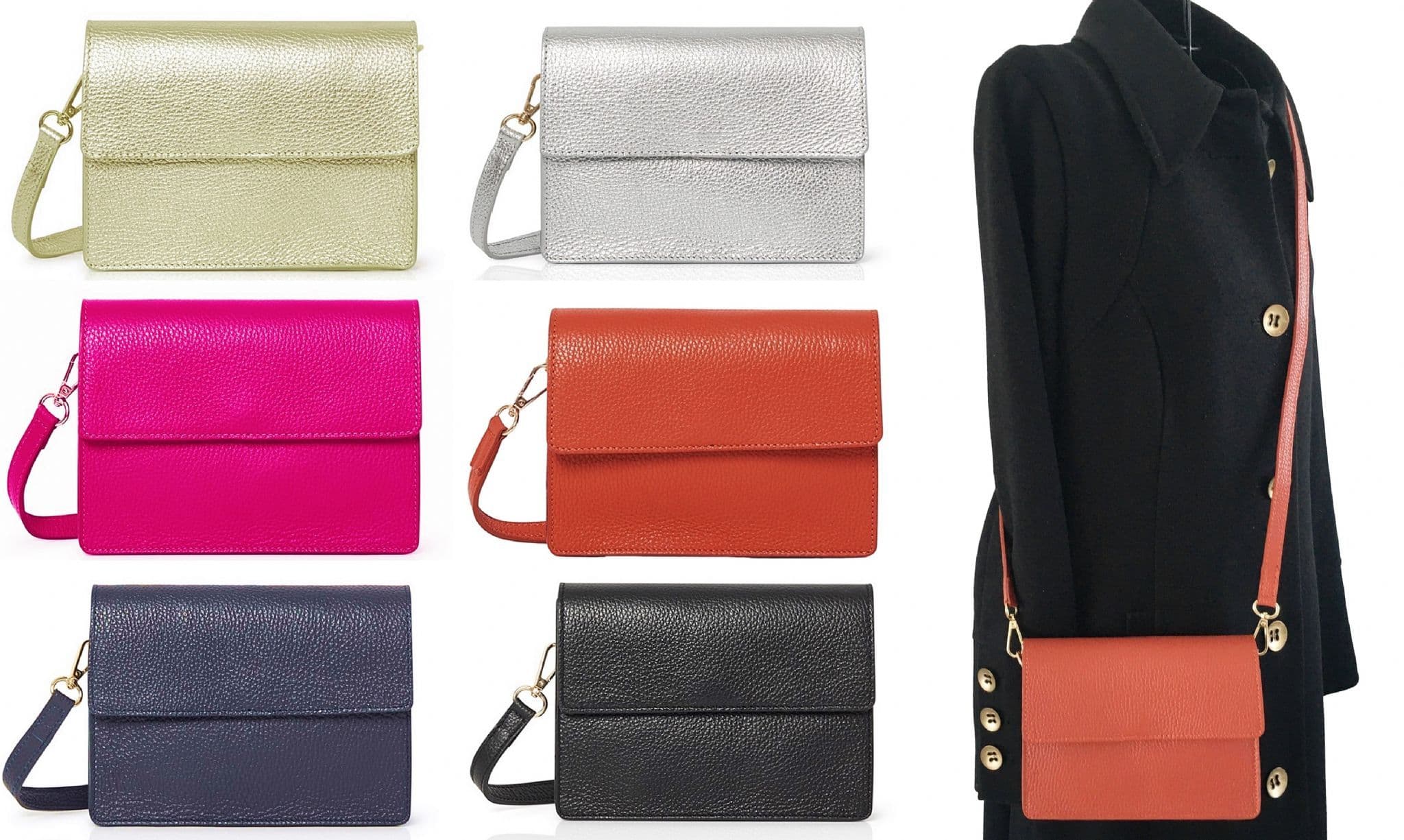 Clutch Crossbody Bag Shoulder Bag Box Shape Envelope Flap Italian Leather (SALE - was £44.99!)