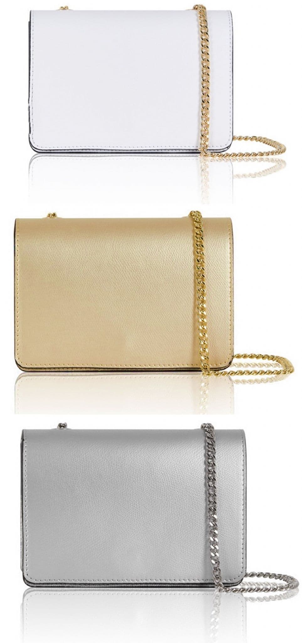 Clutch Crossbody Shoulder Leather Bag Box Shape Envelope Flap  With Chain Strap