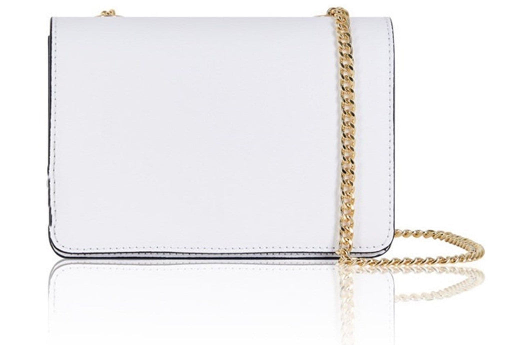 Clutch Crossbody Shoulder Leather Bag Box Shape Envelope Flap  With Chain Strap