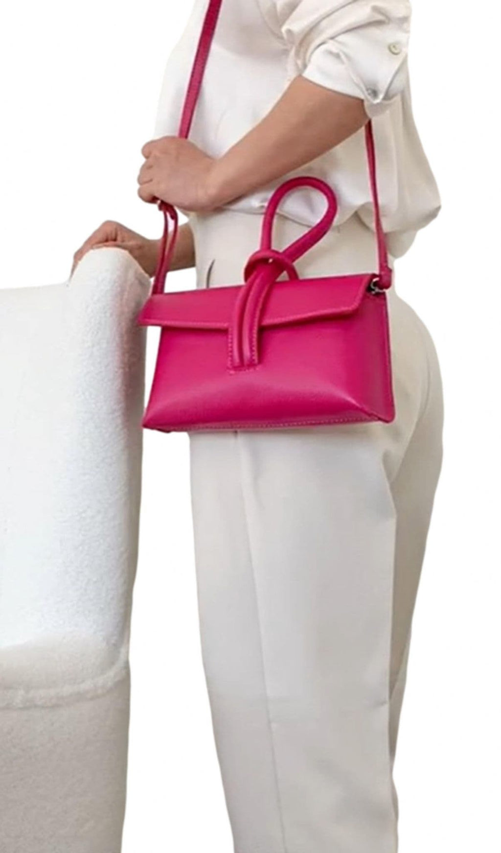 Clutch Wristlet Crossbody Shoulder Bag Small Knot Loop Handle Italian Leather (Brighter Colours)