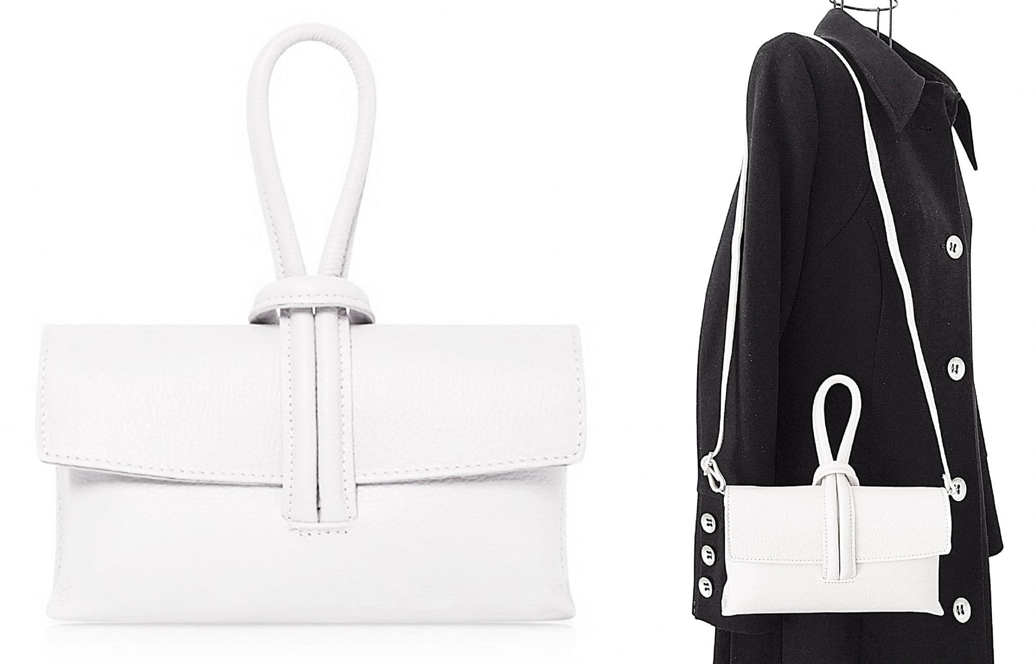 Clutch Wristlet Crossbody Shoulder Bag Small Knot Loop Handle Italian Leather (Brighter Colours)