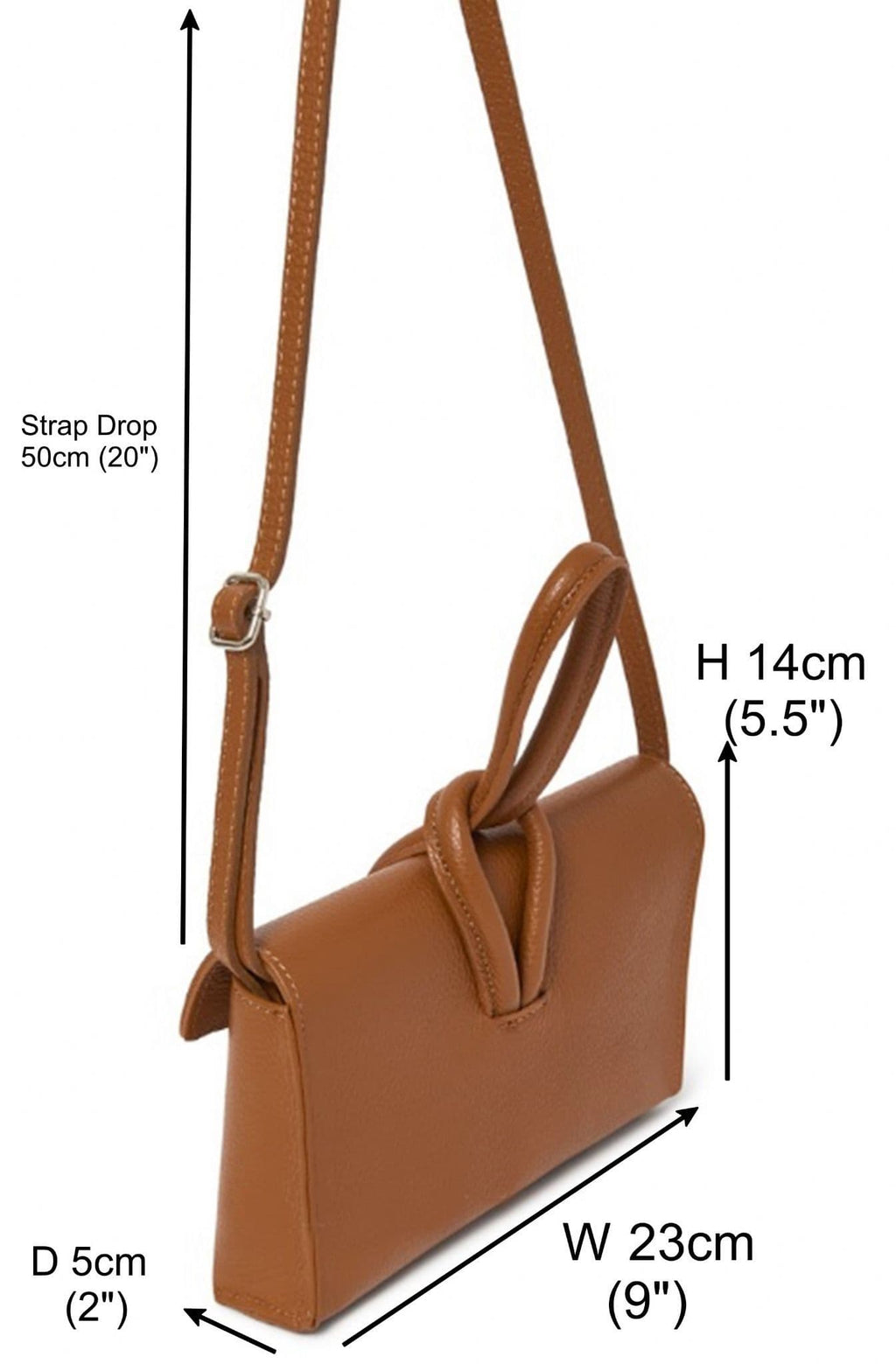 Clutch Wristlet Crossbody Shoulder Bag Small Knot Loop Handle Italian Leather (Brighter Colours)