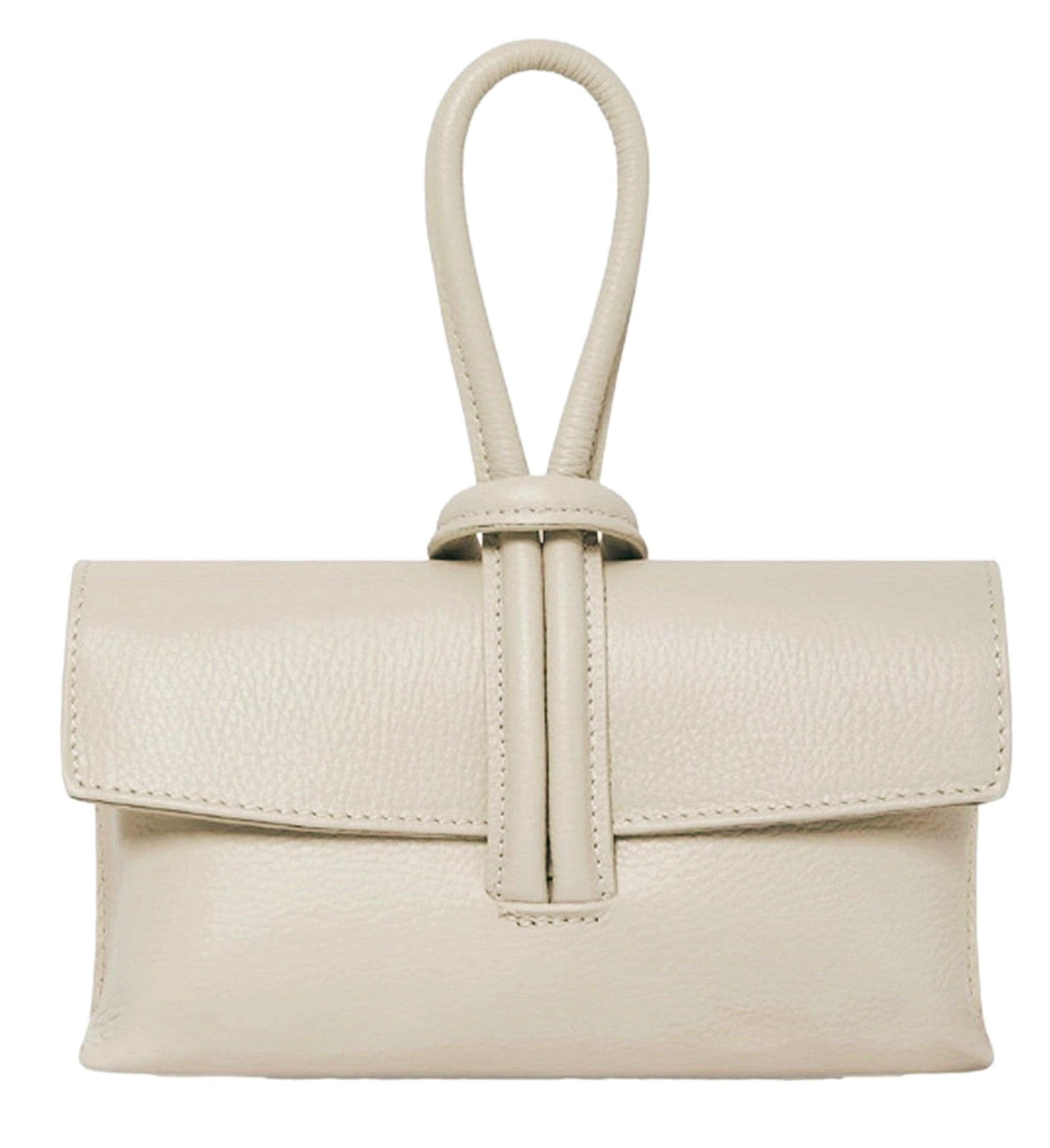 Clutch Wristlet Crossbody Shoulder Bag Small Knot Loop Handle Italian Leather (Brighter Colours)