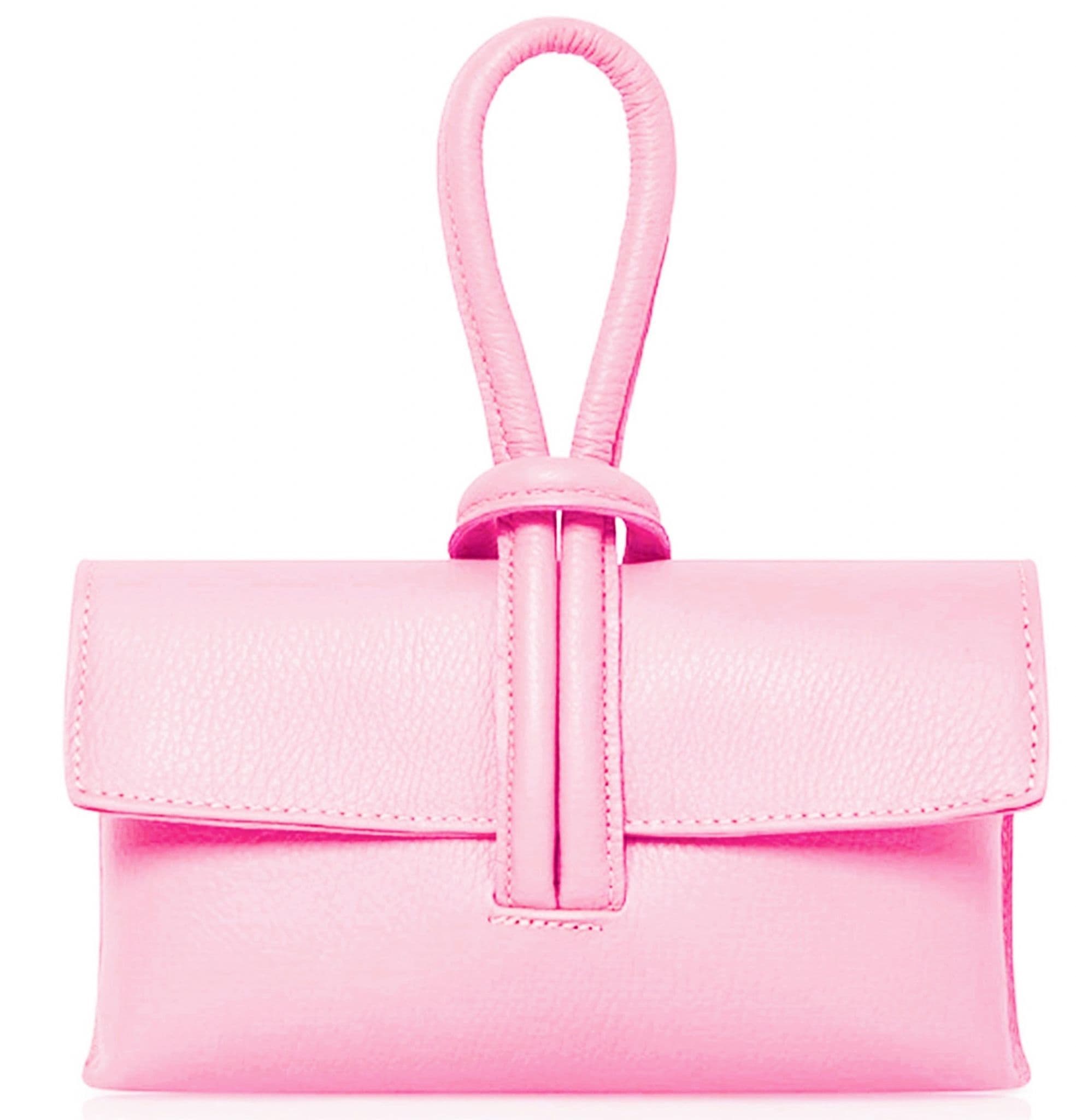 Clutch Wristlet Crossbody Shoulder Bag Small Knot Loop Handle Italian Leather (Brighter Colours)