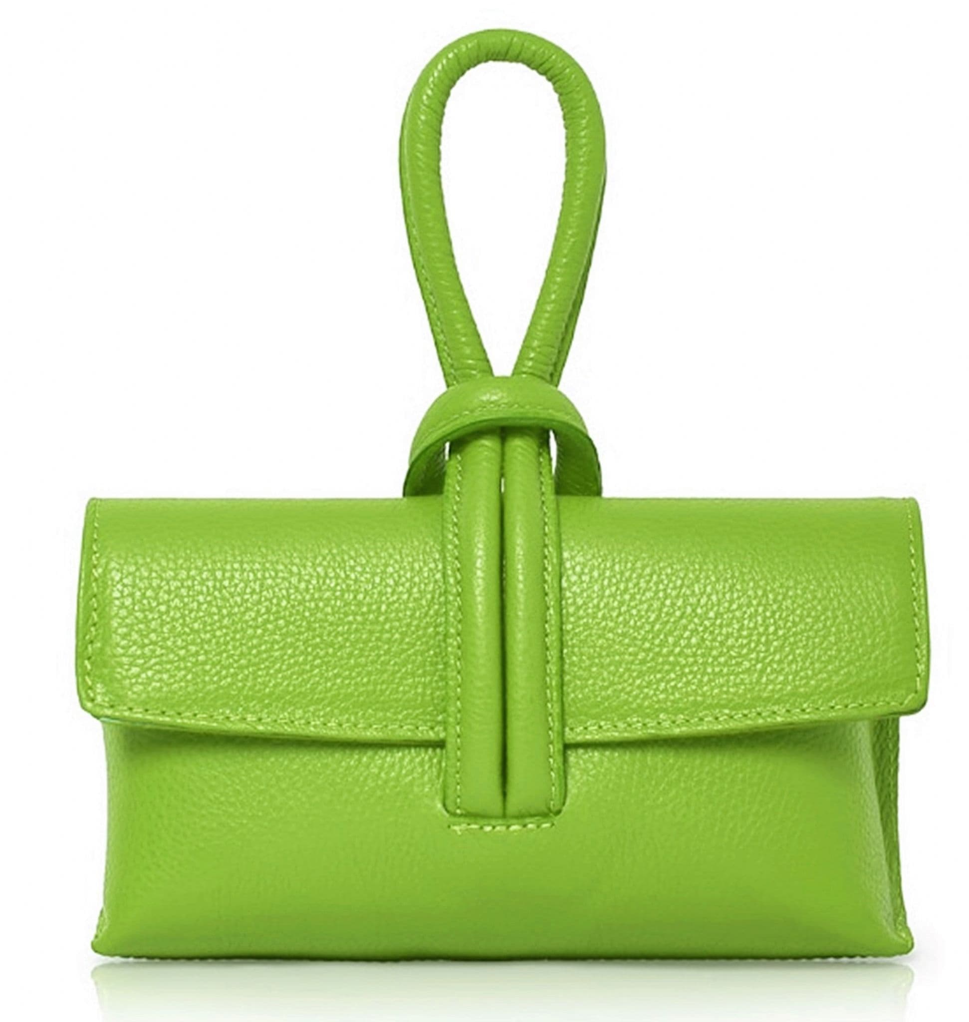 Clutch Wristlet Crossbody Shoulder Bag Small Knot Loop Handle Italian Leather (Brighter Colours)