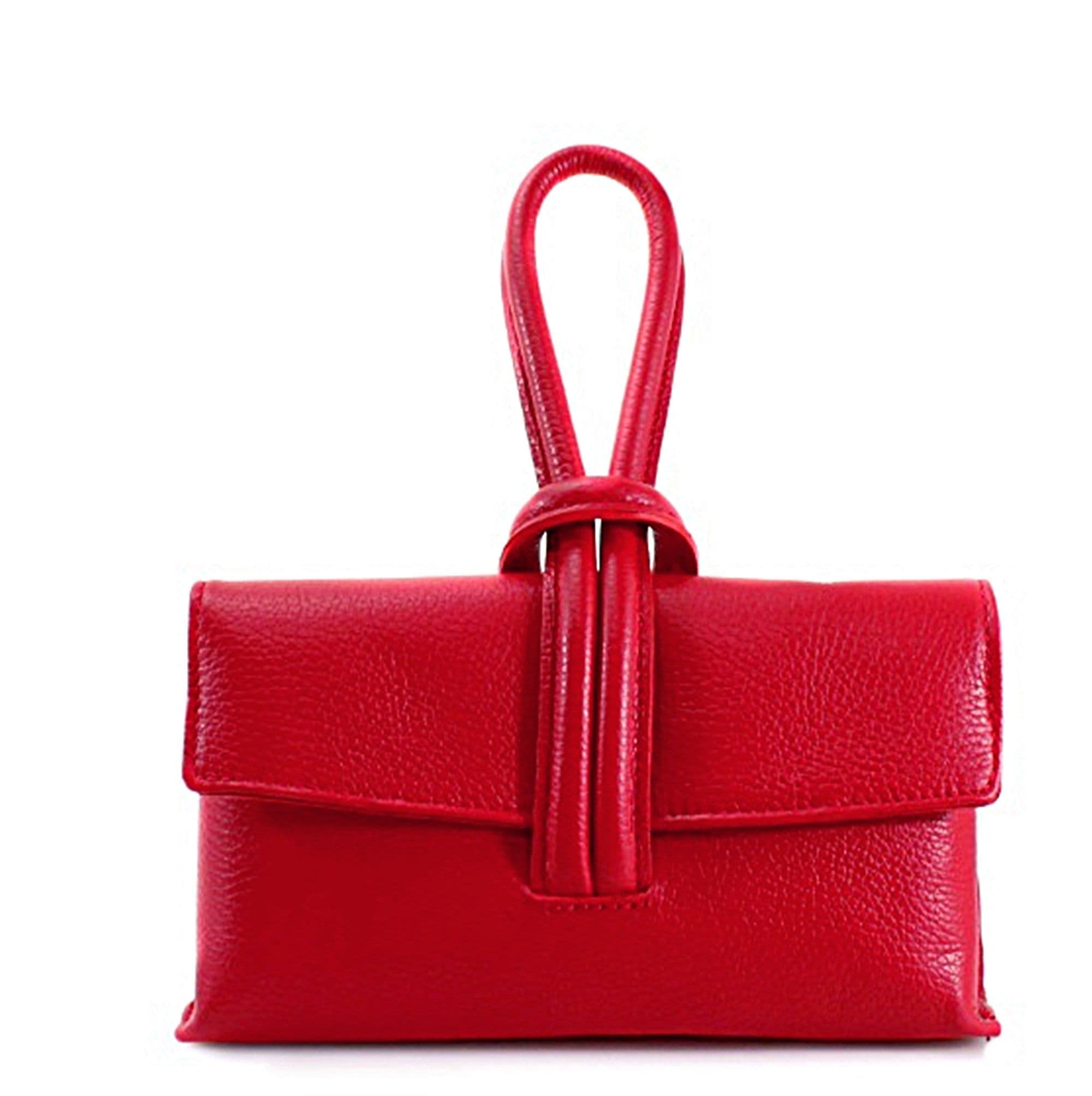 Clutch Wristlet Crossbody Shoulder Bag Small Knot Loop Handle Italian Leather (Brighter Colours)