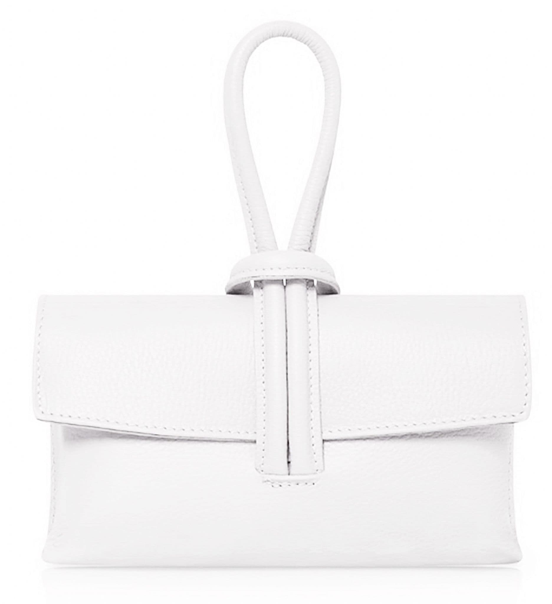 Clutch Wristlet Crossbody Shoulder Bag Small Knot Loop Handle Italian Leather (Brighter Colours)