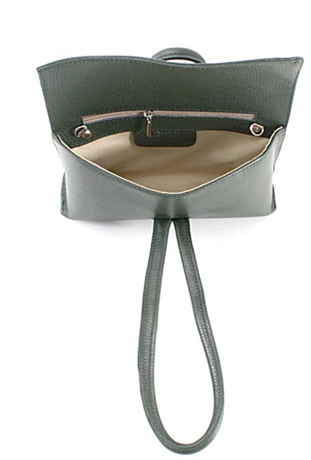 Clutch Wristlet Crossbody Shoulder Bag Small Knot Loop Handle Italian Leather (Dark Colours)