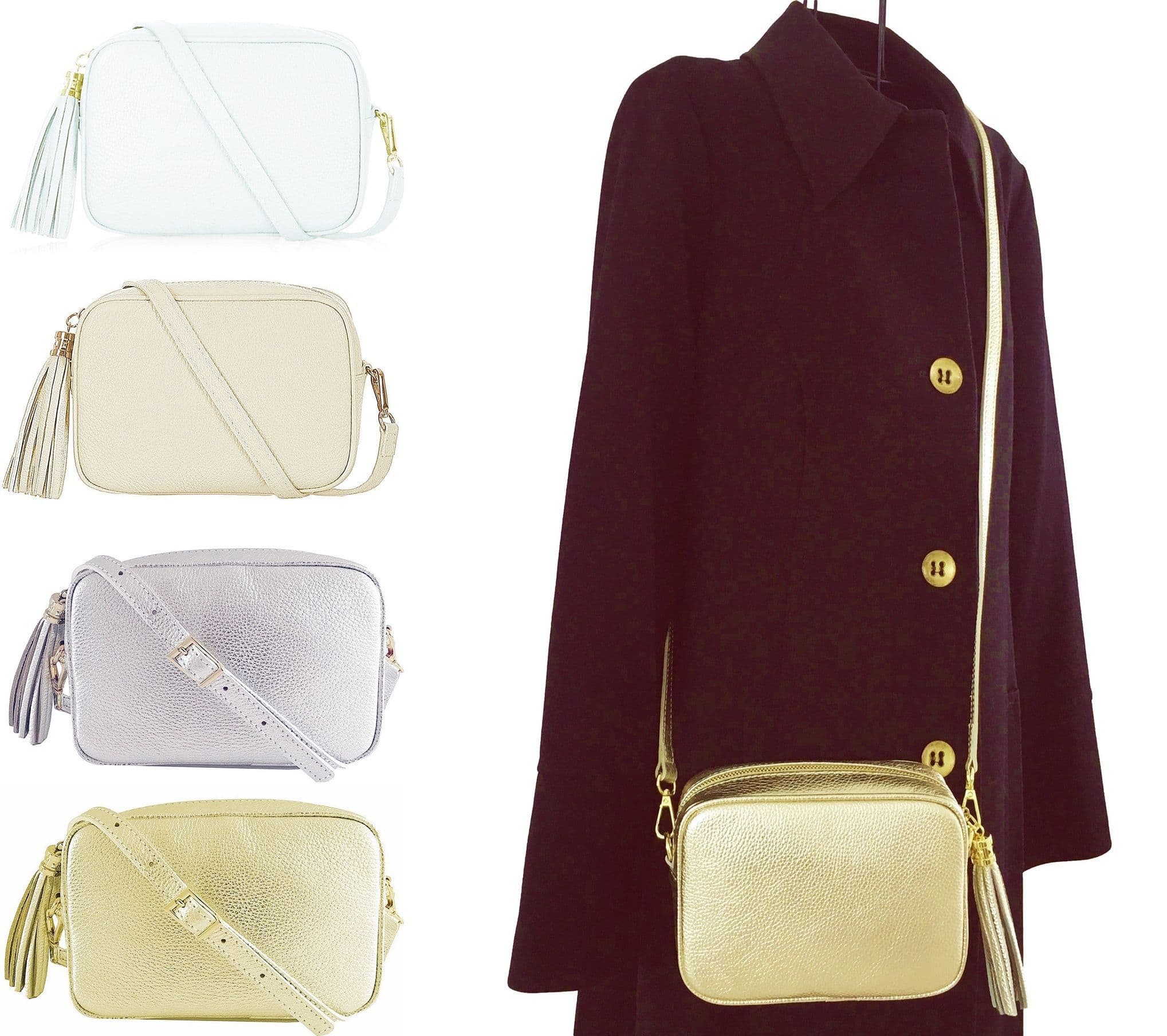 Crossbody Bag Italian Leather Shoulder Handbag High Quality Camera Style Bag  (Lighter Colours)