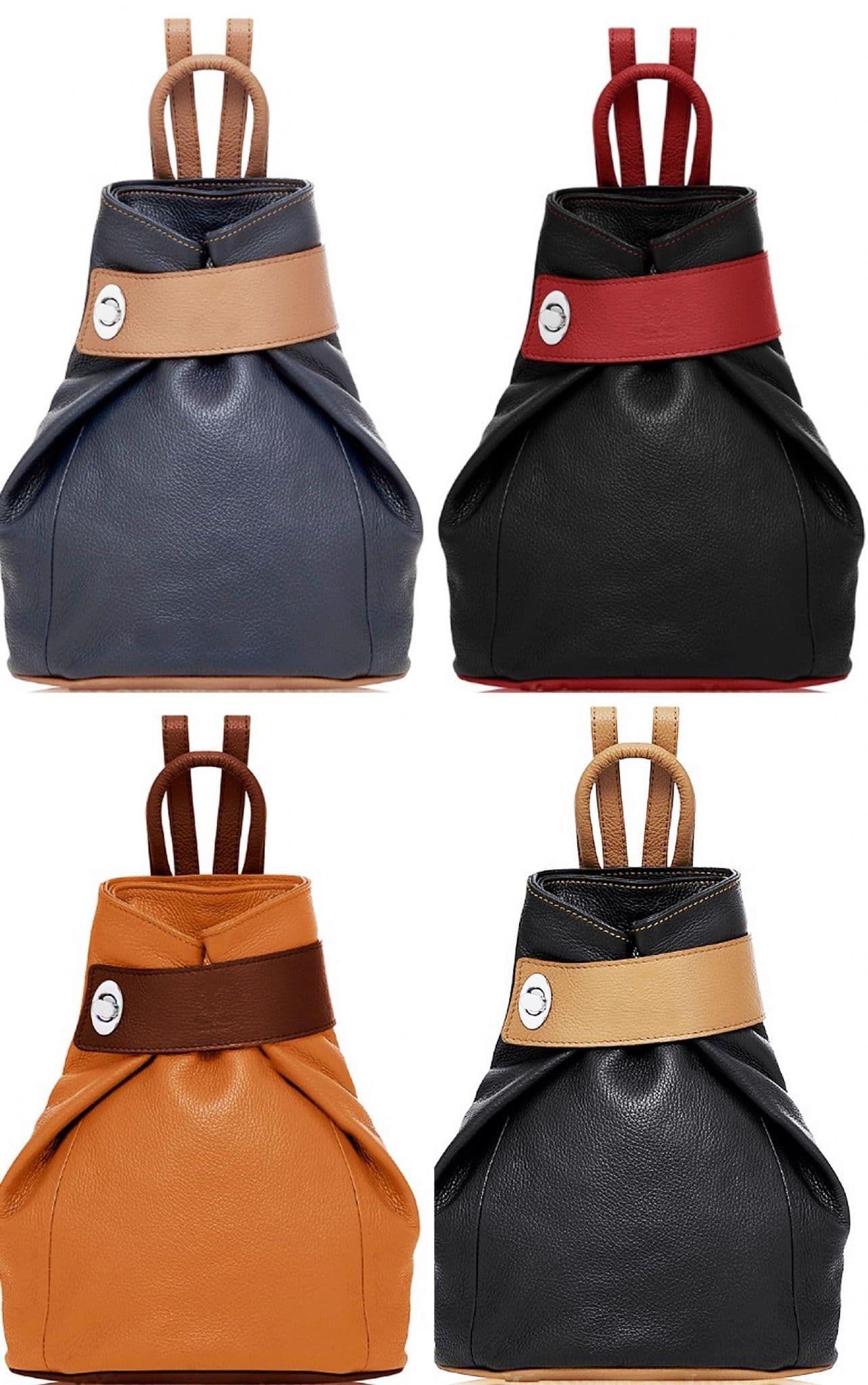 Handbag Bliss Genuine Italian Soft Leather Top Handle Rucksack Backpack Bag (All Colours)