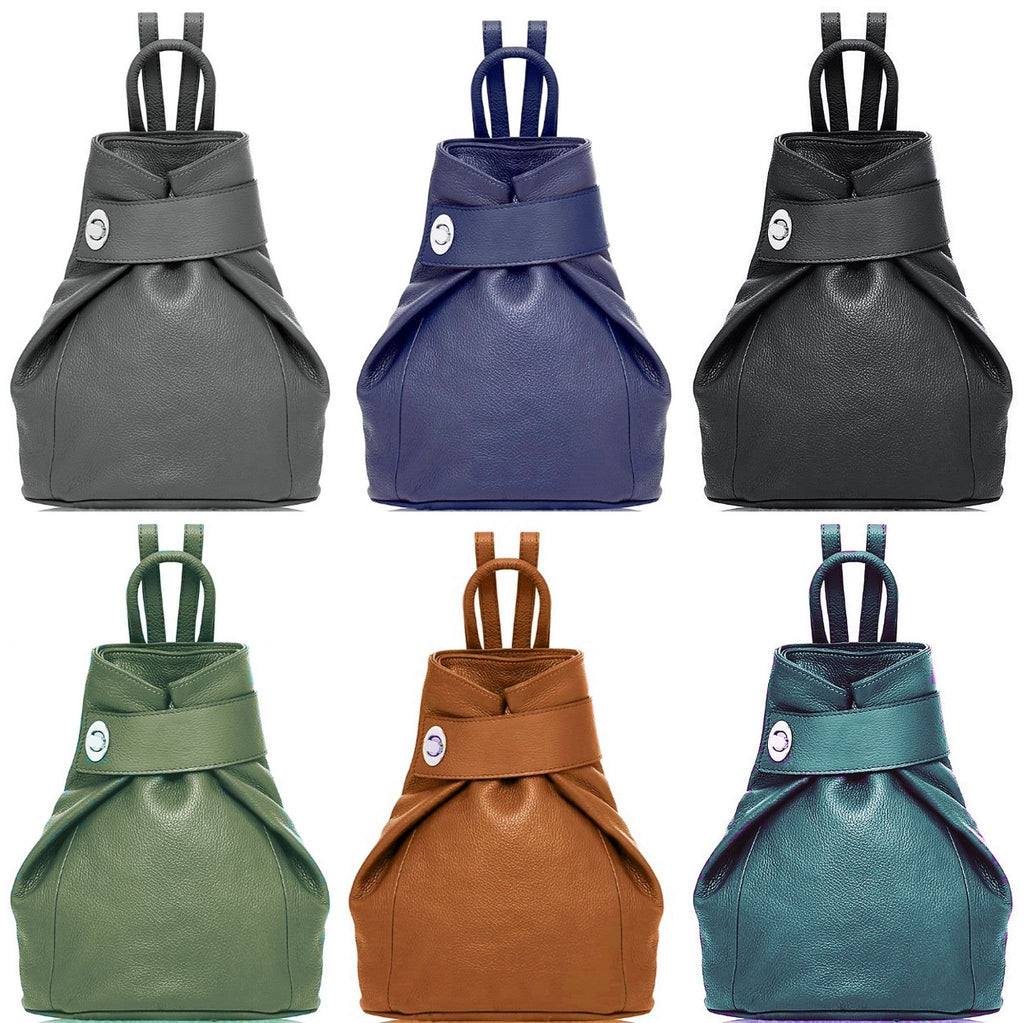 Handbag Bliss Genuine Italian Soft Leather Top Handle Rucksack Backpack Bag (All Colours)