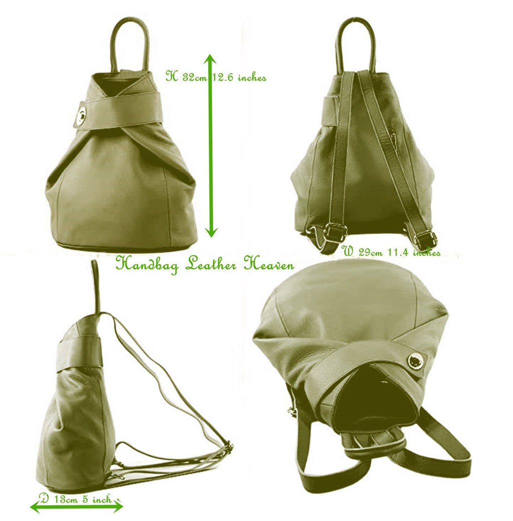 Handbag Bliss Genuine Italian Soft Leather Top Handle Rucksack Backpack Bag (All Colours)