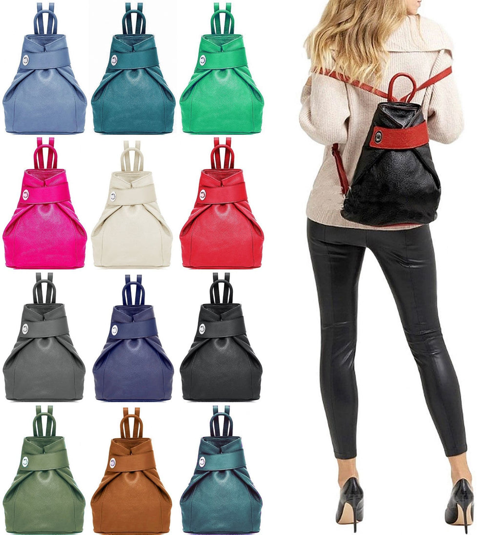 Handbag Bliss Genuine Italian Soft Leather Top Handle Rucksack Backpack Bag (All Colours)