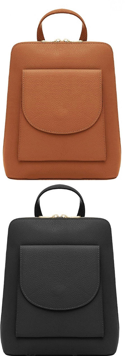 Handbag Bliss Italian Grained Leather Structured Backpack Rucksack Convertible To Shoulder Bag