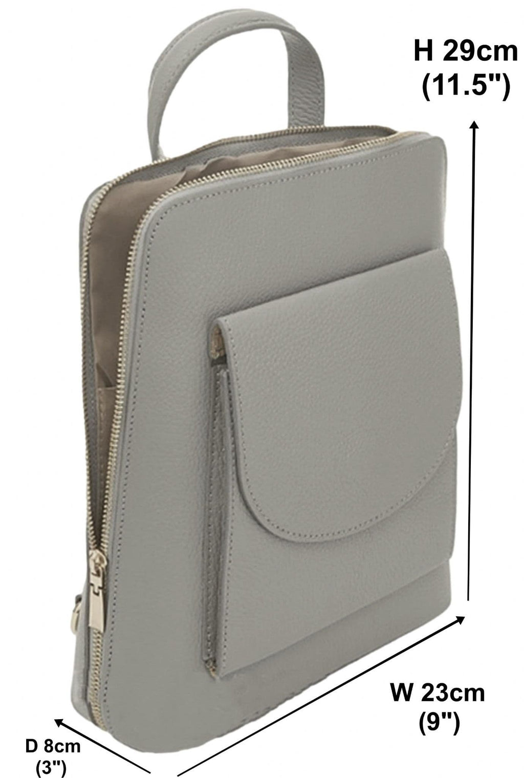 Handbag Bliss Italian Grained Leather Structured Backpack Rucksack Convertible To Shoulder Bag