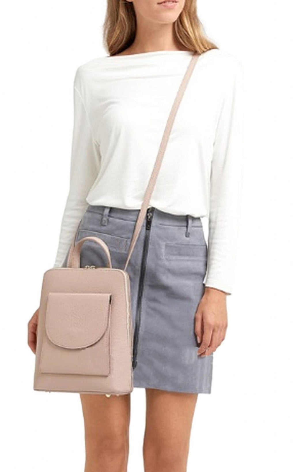 Handbag Bliss Italian Grained Leather Structured Backpack Rucksack Convertible To Shoulder Bag