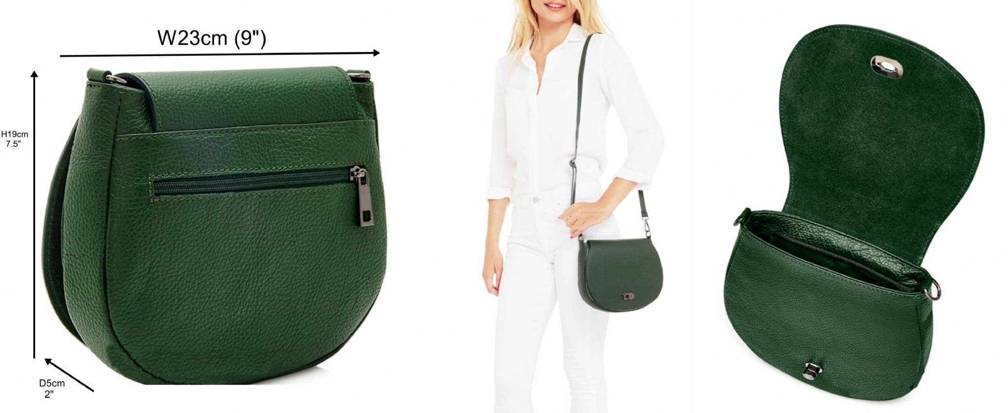 Saddle Bag Italian Leather Crossbody Shoulder Clutch Bag (Brighter Colours)