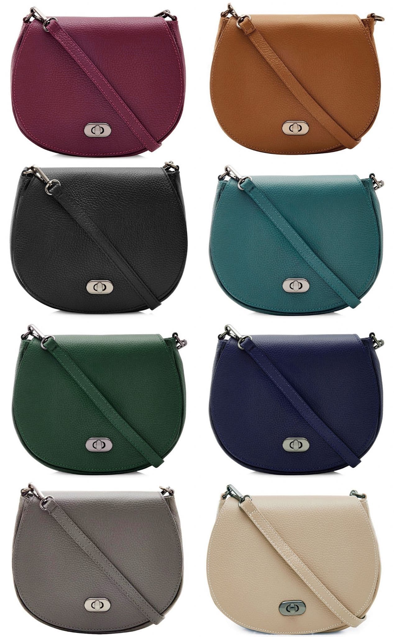 Saddle Bag Italian Leather Crossbody Shoulder Clutch Bag (Brighter Colours)