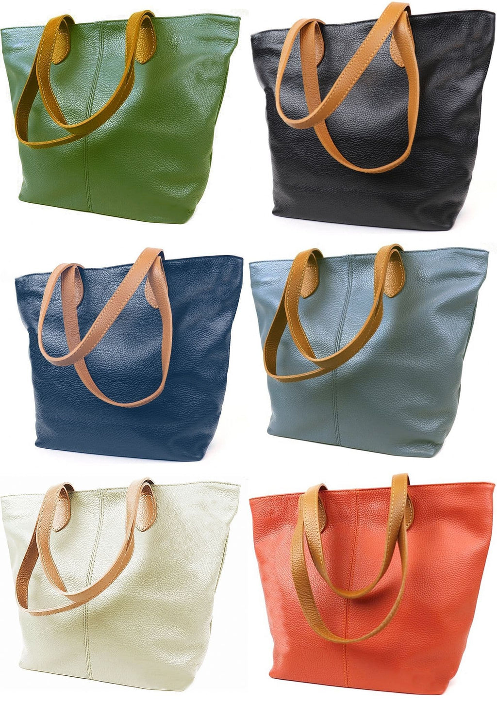 Italian Leather Tote Shoulder Shopper Top Handle Very Lightweight Handbag