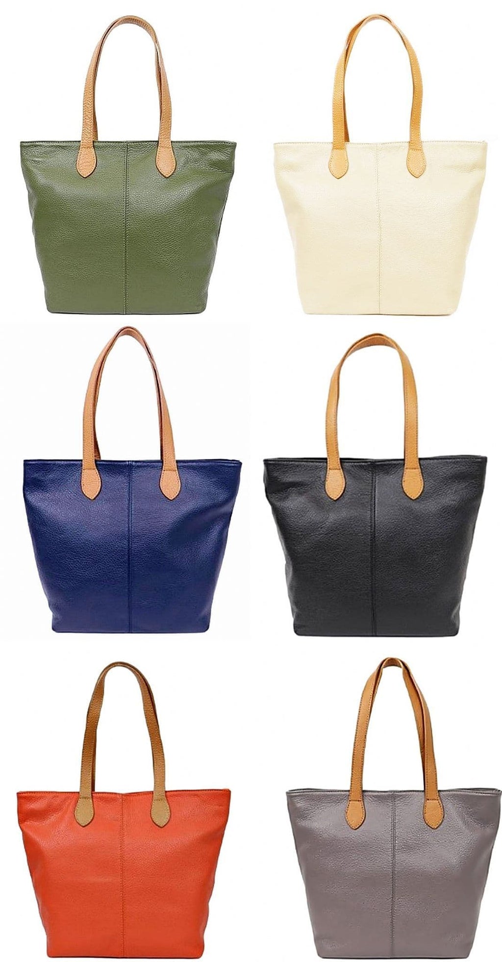 Italian Leather Tote Shoulder Shopper Top Handle Very Lightweight Handbag