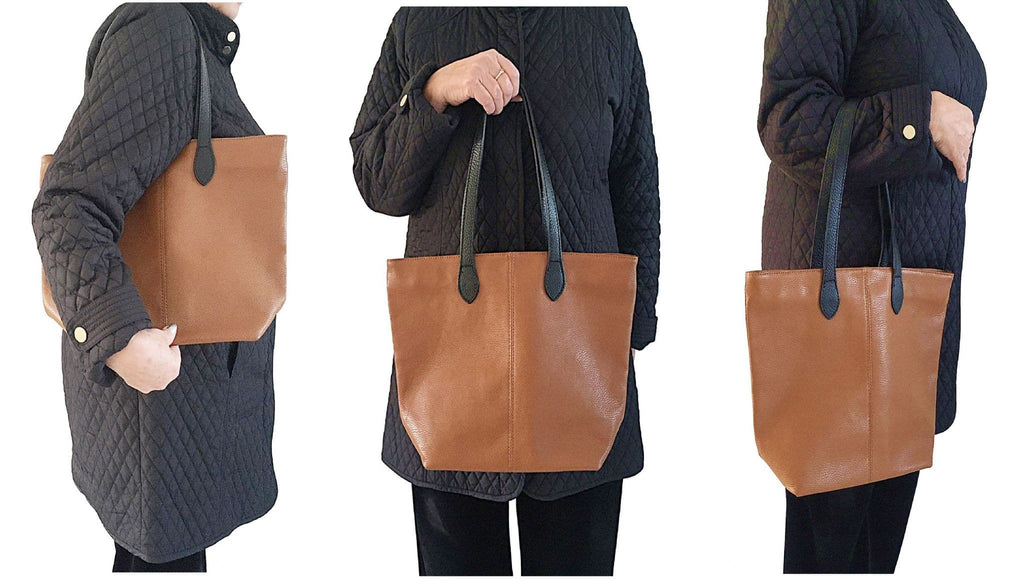 Italian Leather Tote Shoulder Shopper Top Handle Very Lightweight Handbag