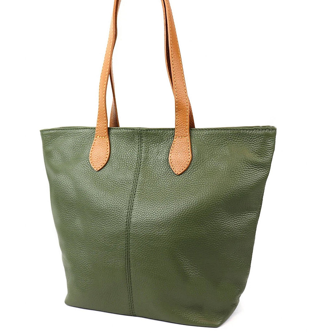 Italian Leather Tote Shoulder Shopper Top Handle Very Lightweight Handbag