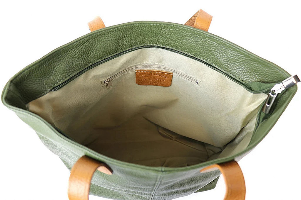 Italian Leather Tote Shoulder Shopper Top Handle Very Lightweight Handbag