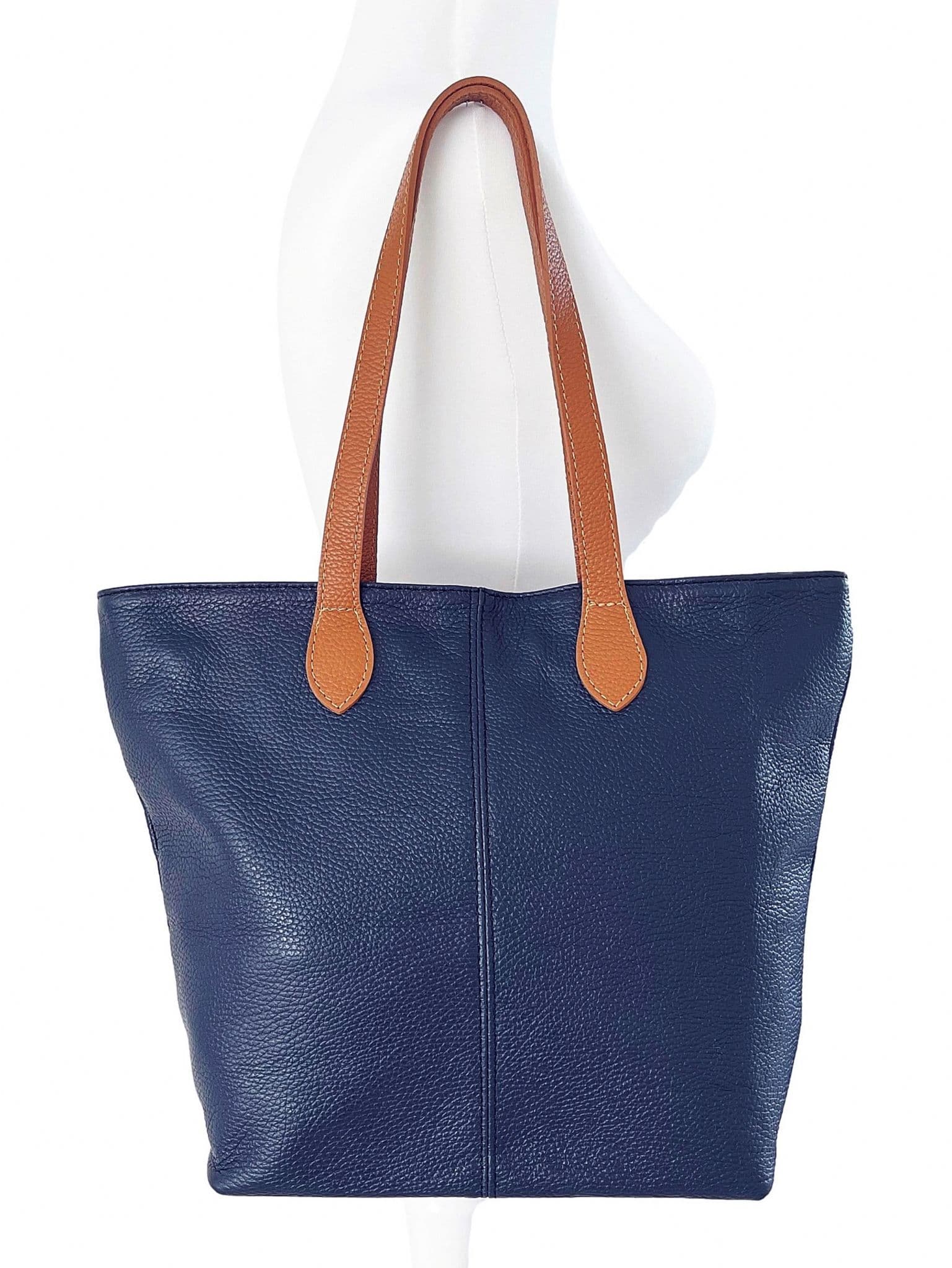 Italian Leather Tote Shoulder Shopper Top Handle Very Lightweight Handbag