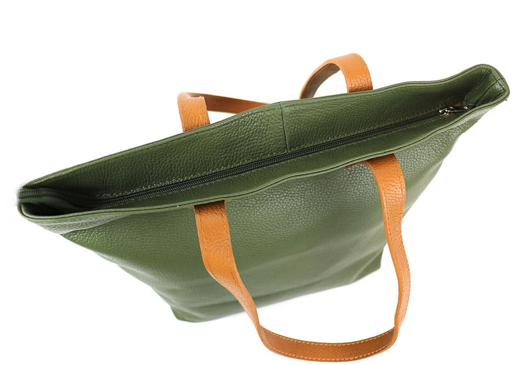 Italian Leather Tote Shoulder Shopper Top Handle Very Lightweight Handbag