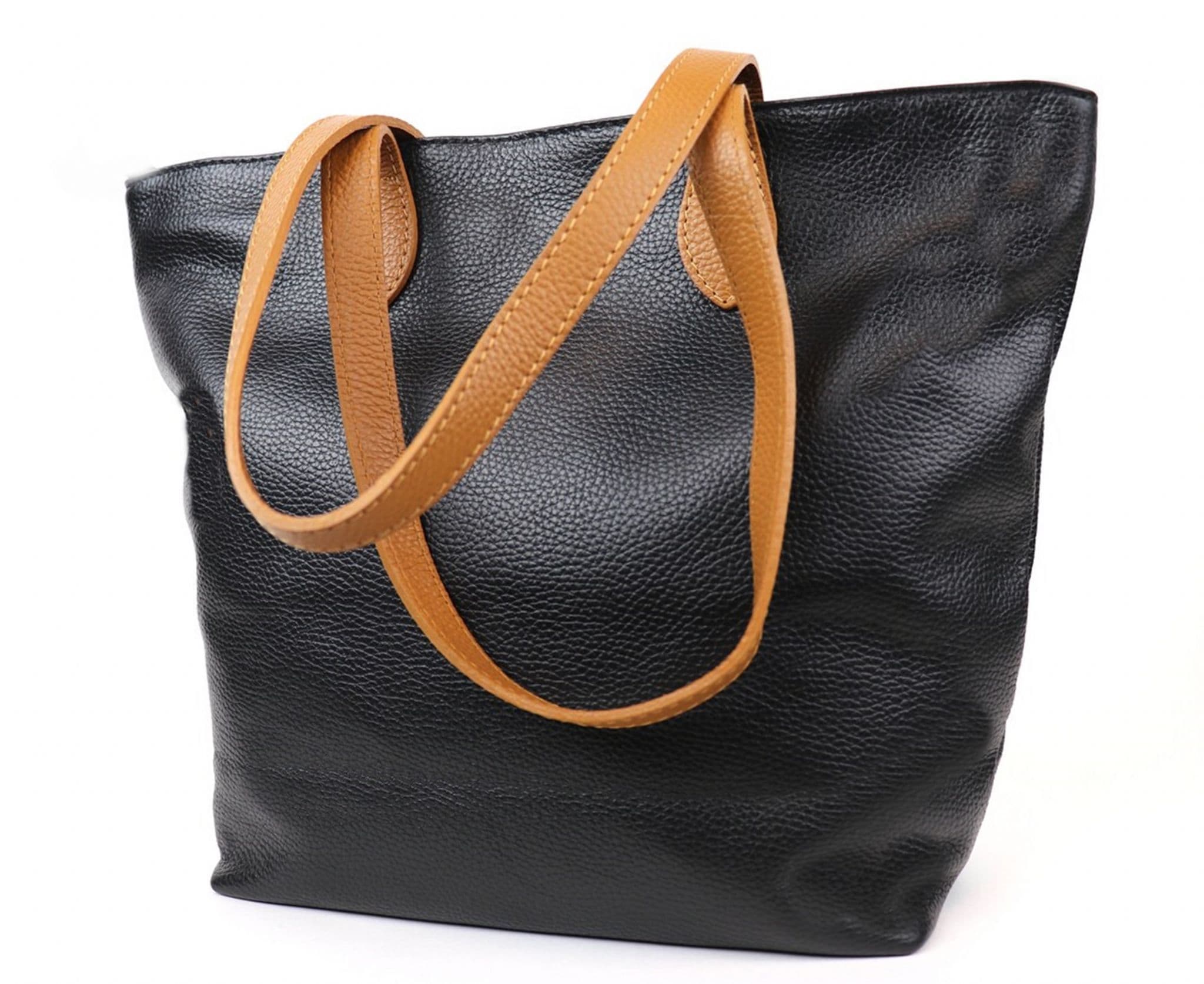 Italian Leather Tote Shoulder Shopper Top Handle Very Lightweight Handbag