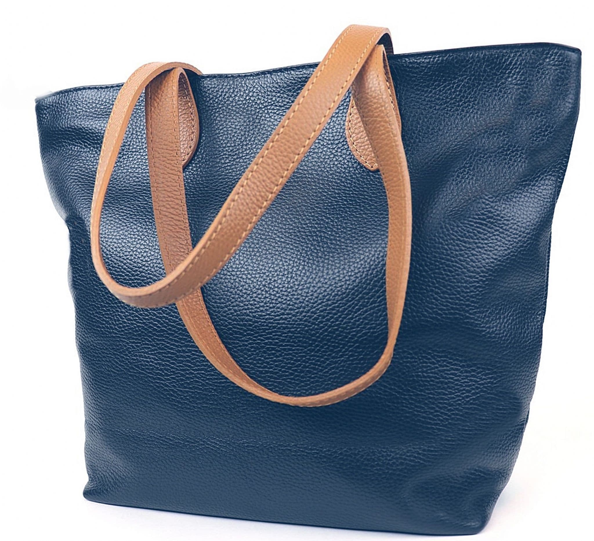 Italian Leather Tote Shoulder Shopper Top Handle Very Lightweight Handbag