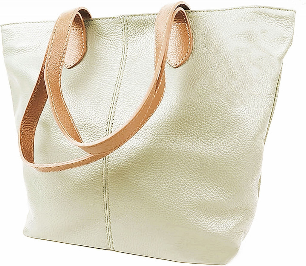 Italian Leather Tote Shoulder Shopper Top Handle Very Lightweight Handbag