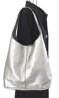 Handmade Soft Italian Metallic Leather Large Hobo Slouch Shoulder Bag Handbag